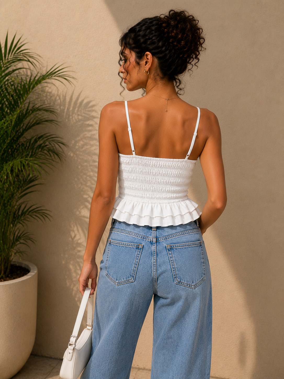 Ruffle Crop Top White