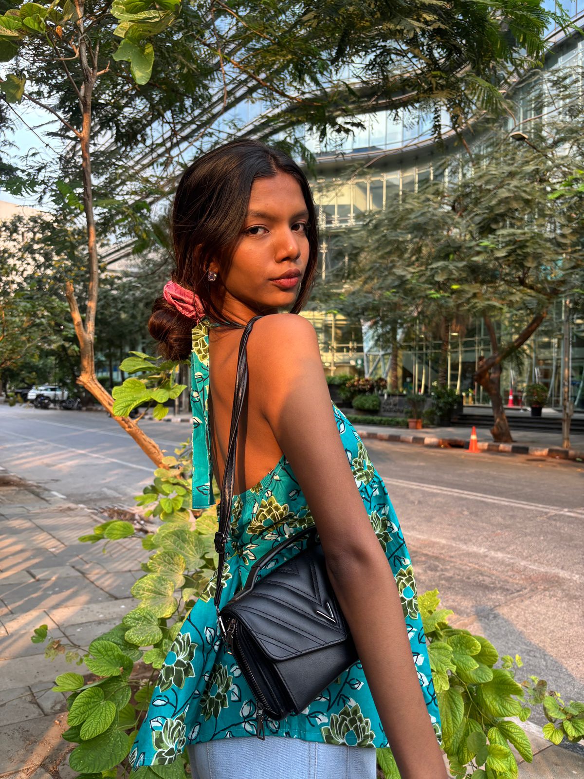 Emerald Bloom Halter Kurti