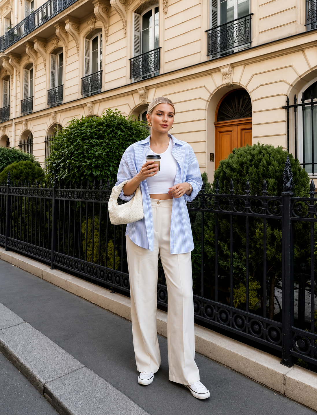 Relaxed Striped Casual Shirt Blue