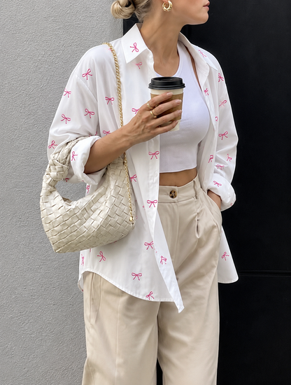 Women's Cotton Shirt with Bows