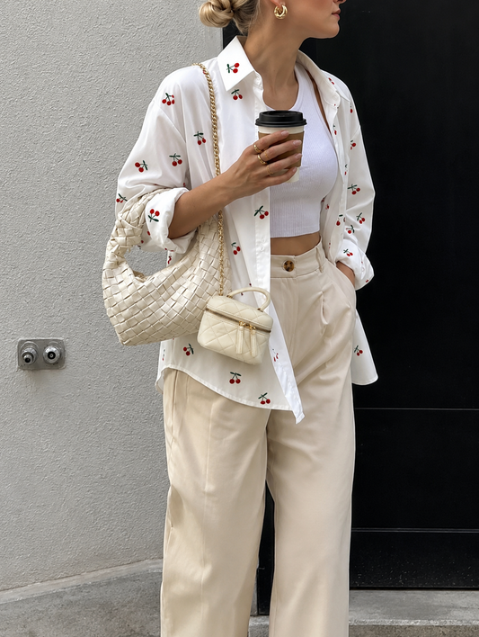 Women's Cotton Shirt with Cherry