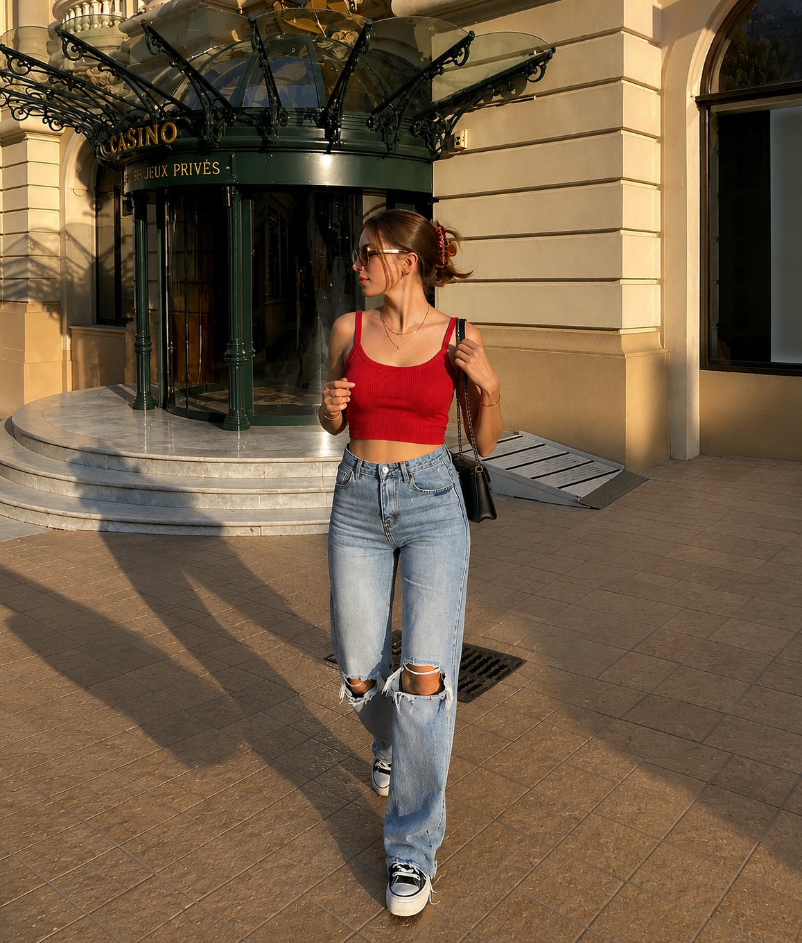 Ribbed Crop Cami Top Red