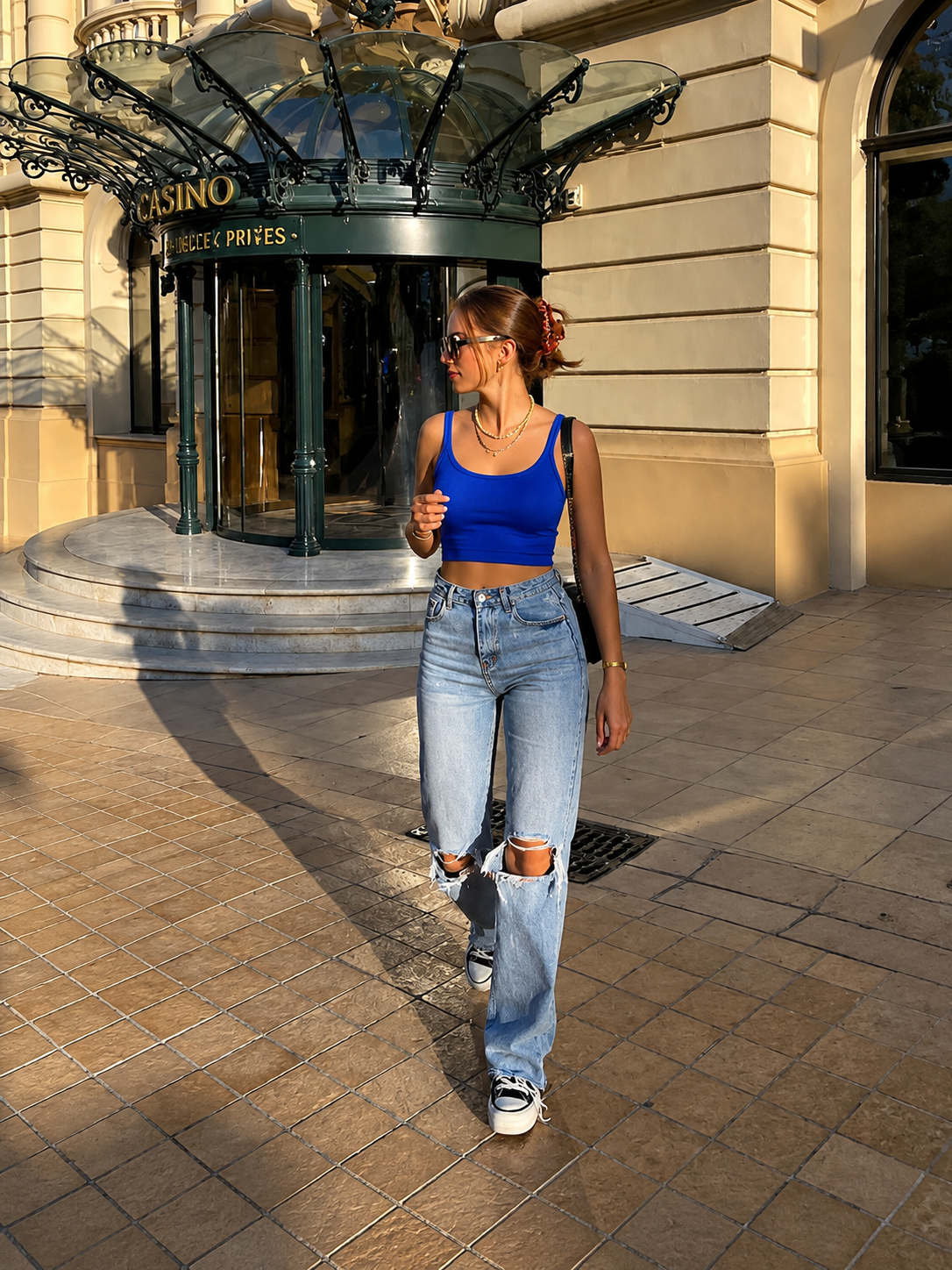 Ribbed Crop Cami Top Blue