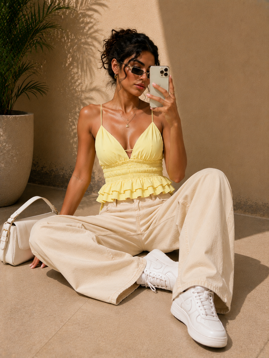 Ruffle Crop Top Yellow