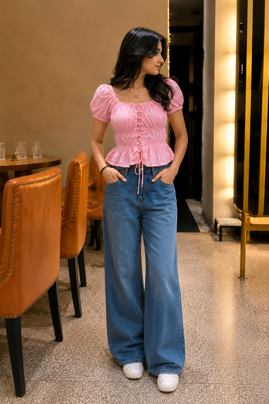 Lilac Sweetheart Smocked Peplum Top