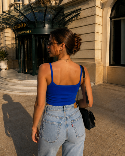 Ribbed Crop Cami Top Blue