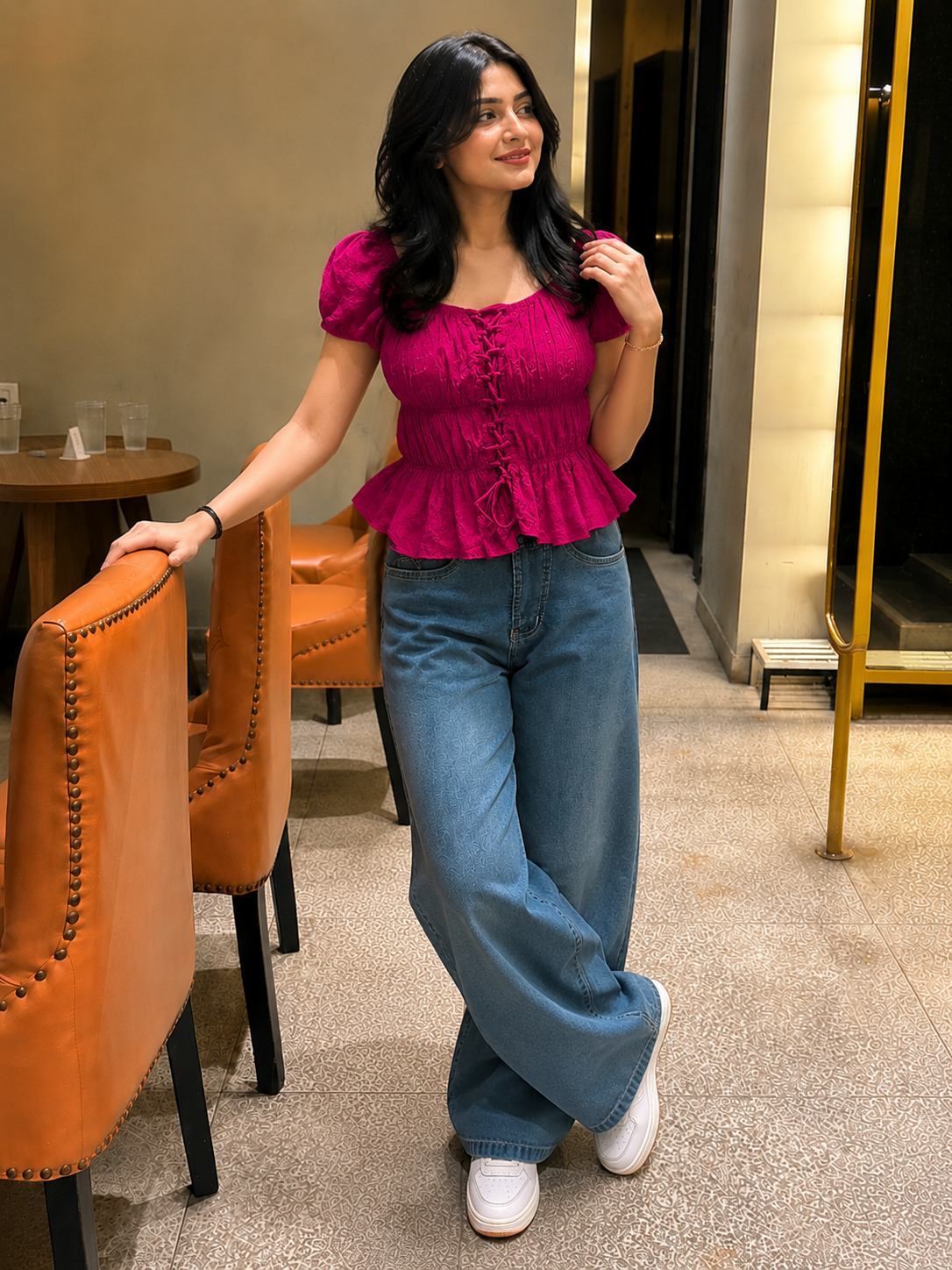 Lilac Sweetheart Smocked Peplum Top