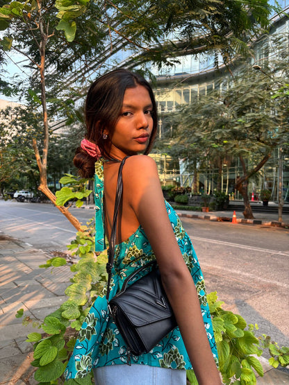 Emerald Bloom Halter Kurti