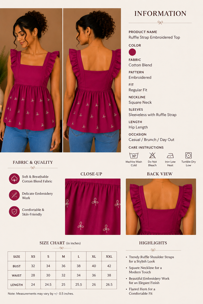Fuchsia Ruffle Sleeve Peplum Top