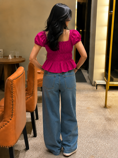 Lilac Sweetheart Smocked Peplum Top