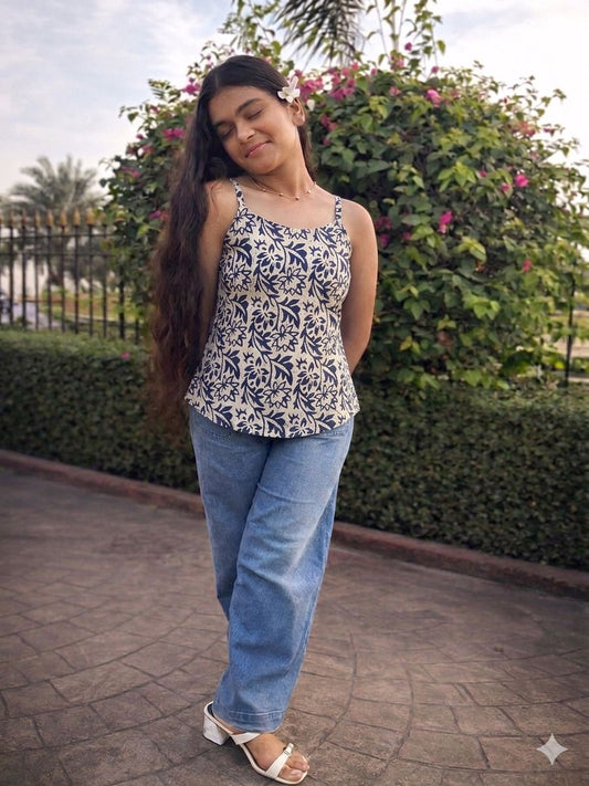 Sleeveless printed short kurti