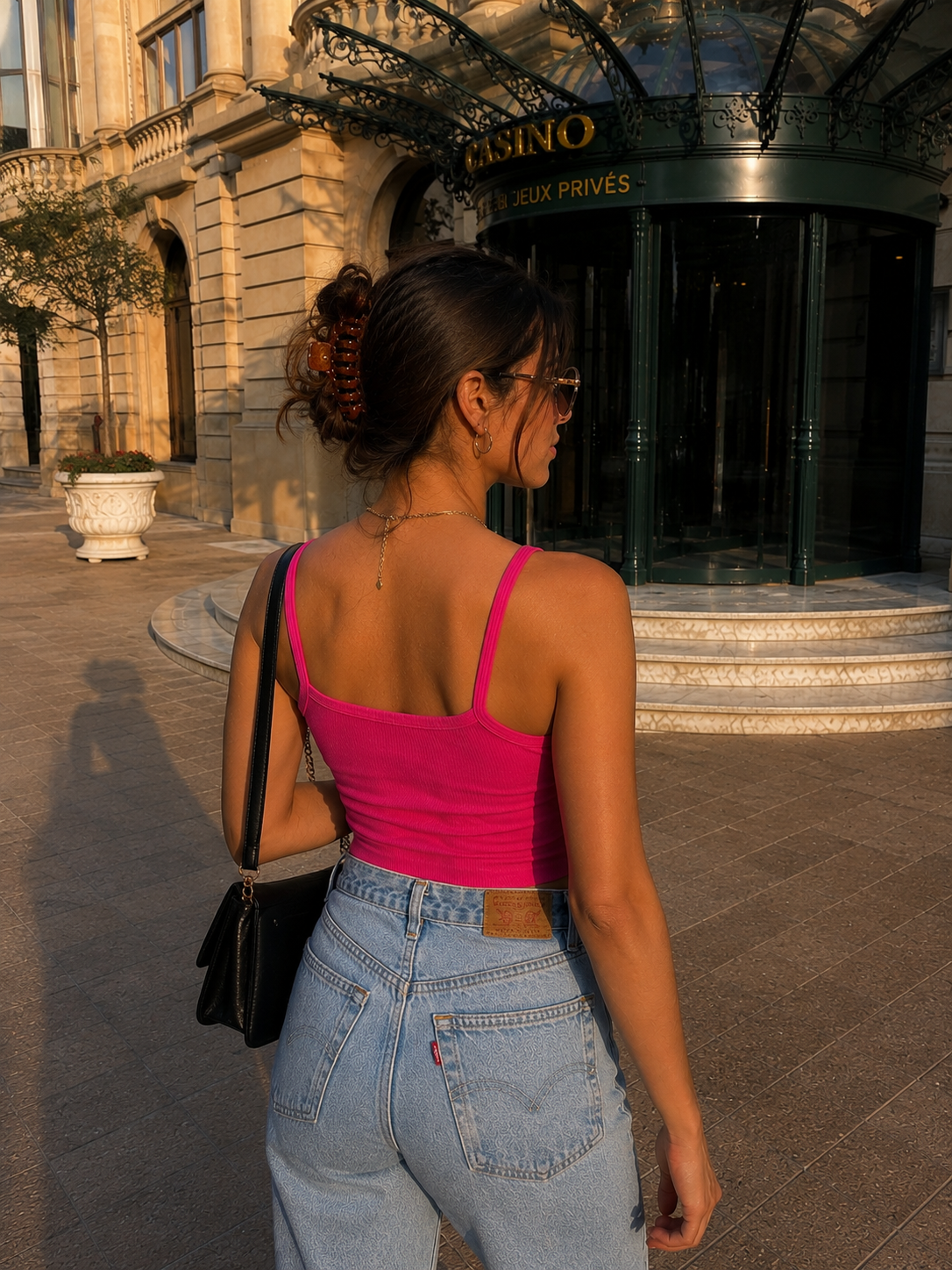 Ribbed Crop Cami Top Pink