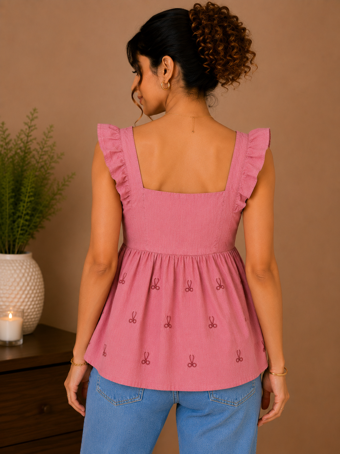 Embroidered Peplum Top for Women