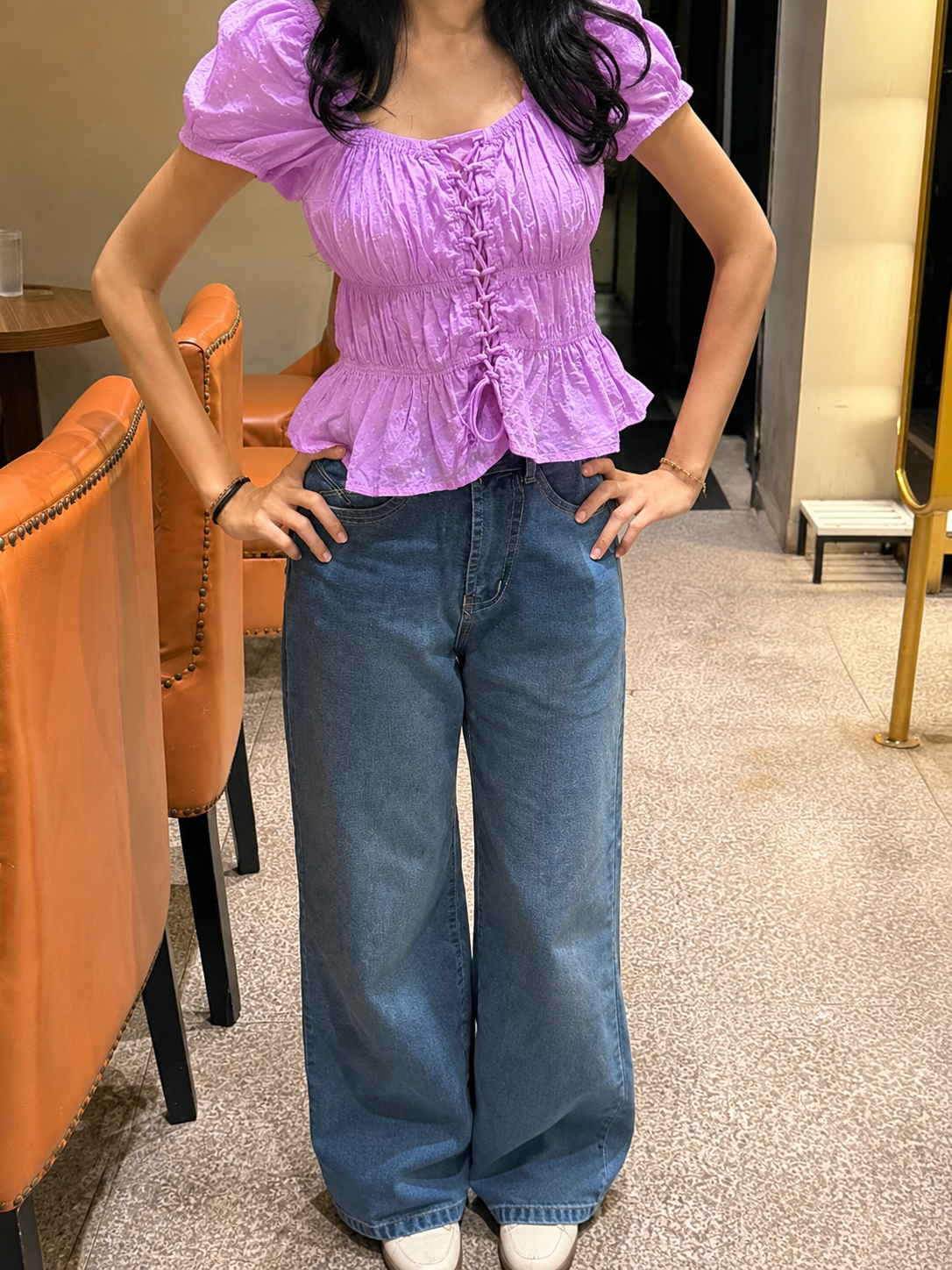 Lilac Sweetheart Smocked Peplum Top